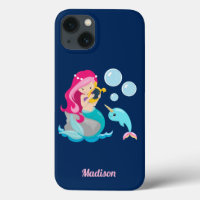 Mermaid Girl Cute Beach Narwhal Monogramme