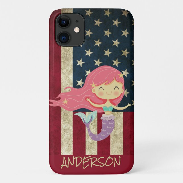 Coques Case-Mate iPhone Mermaid Personnalisé Américain (Dos)