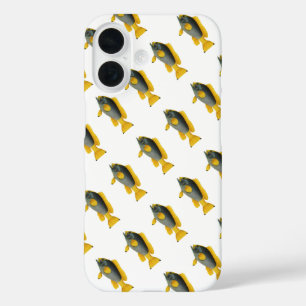 Coques iPhone 16 Mérou bleu et jaune, vie marine vintage