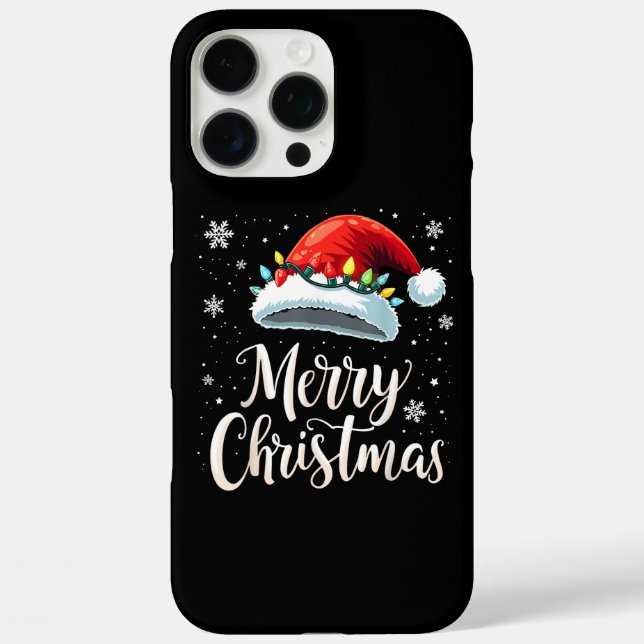 Coques Case-Mate iPhone Merry Christmas Lights Red Santa Hat Tree Family (Verso)