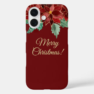 Coque Pour iPhone 16 Merry Christmas Poinsettia iPhone Cases