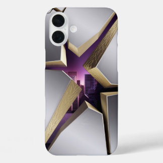 Coque Pour iPhone 16 Plus Métal Abstrait fissuré avec paysage caché