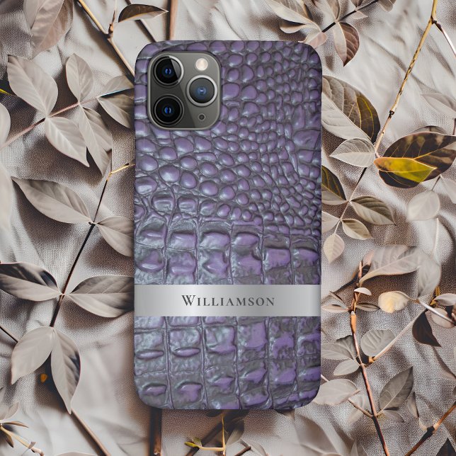 Coques Case-Mate iPhone Métal argenté en cuir numérique à Reptile violet (Créateur téléchargé)