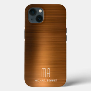Case-Mate iPhone Case Métal brossé Brown de cuivre monogramme