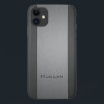 Case-Mate iPhone Case Métal brossé deux formes - Nom<br><div class="desc">coque iphone avec un look de métal brossé faux et un effet imprimé gravé sur le texte où vous pouvez ajouter votre nom.</div>