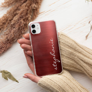 Case-Mate iPhone Case Métal brossé faux Rouge Rubis