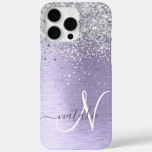 Coques Case-Mate iPhone Métal brossé violet Parties scintillant d'argent N (Verso)