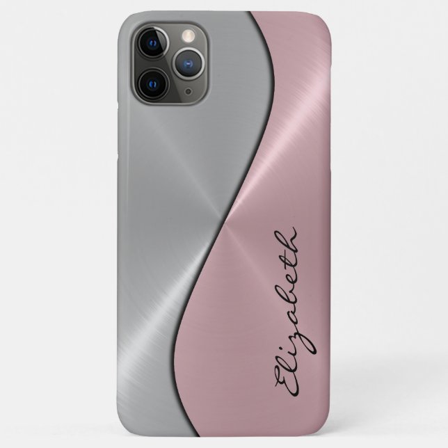 Coques Case-Mate iPhone Métal en acier inoxydable argenté et rose (Dos)