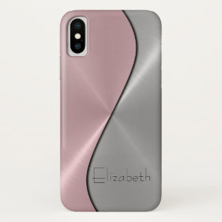 Etui iPhone Case-Mate Métal en acier inoxydable argenté et rose