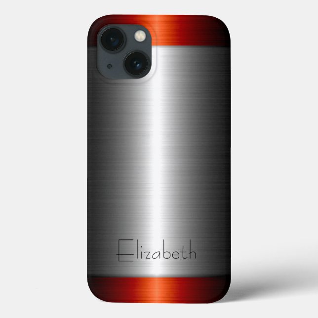 Coques Case-Mate iPhone Métal en acier inoxydable et rouge (Verso)