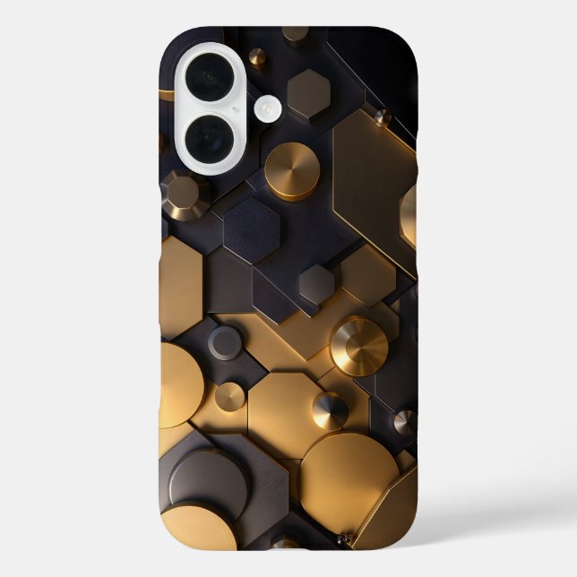 Coques Case-Mate iPhone Métal géométrique Abstrait Mur Art - Or et Bl (Verso)