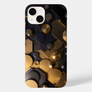 Coque Case-Mate iPhone Métal géométrique Abstrait Mur Art - Or et Bl
