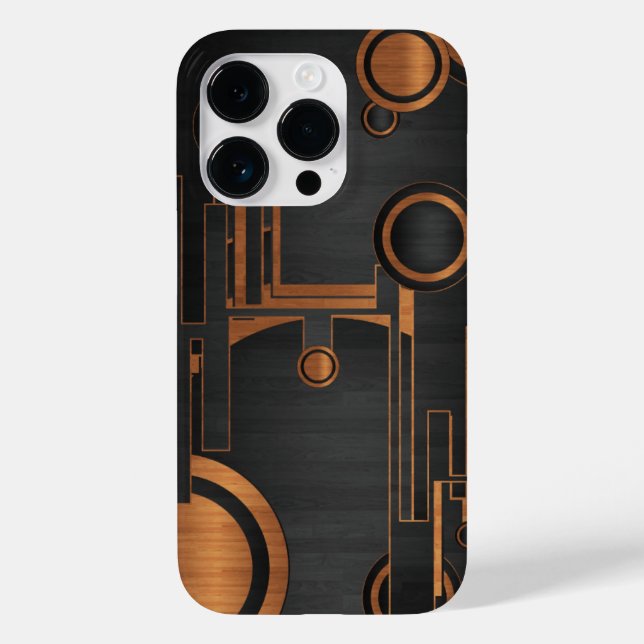 Coques Case-Mate iPhone métal noir avec cercles en bois (Verso)