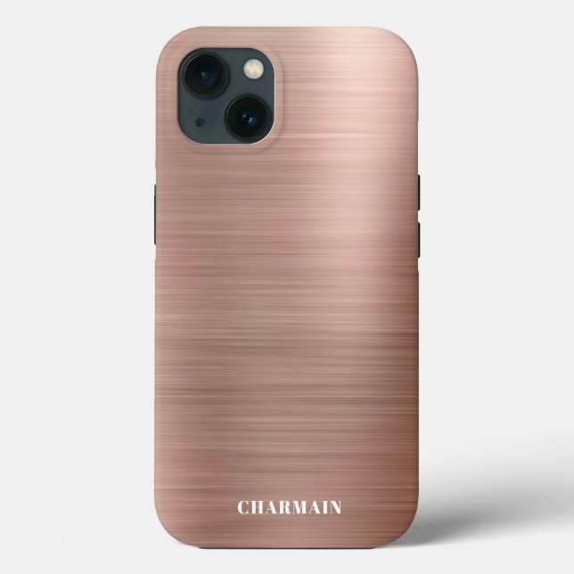 Coques Case-Mate iPhone Métal simple brosse Rose or (Verso)