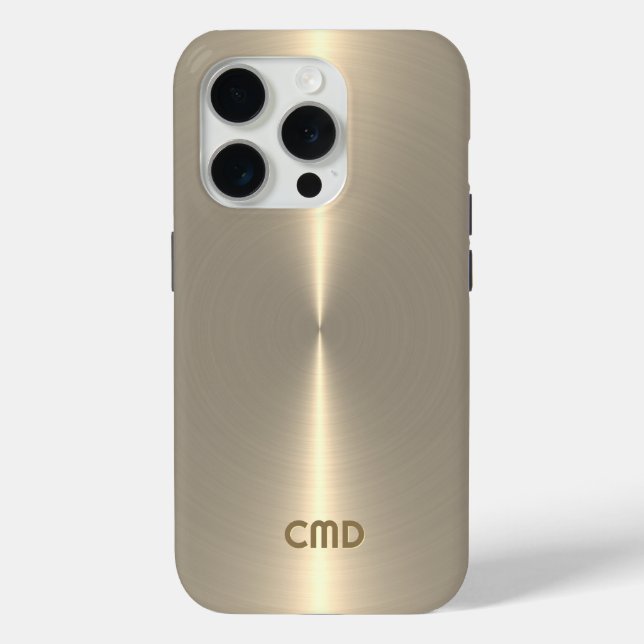 Coques Case-Mate iPhone Metallic Pale GoldTexture Stainless Steel Look (Verso)