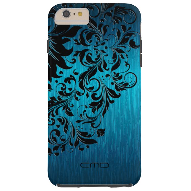 Coques Case-Mate iPhone Métallique Turquoise Brossé Aluminium noir dentell (Dos)