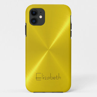 Coques Pour iPhone Métallure métallique en acier inoxydable jaune mét