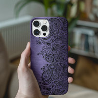 Métallurgique Violet Avec Dentelle De Paisley Noir