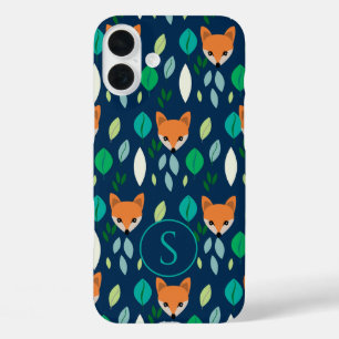 Coque Pour iPhone 16 Plus Mete Fox Face Forêt Feuille Motif Monogramme