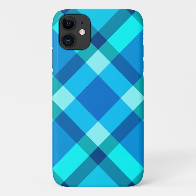 Coques Case-Mate iPhone Mi-siècle Bias Plaid, bleu Cobalt et turquoise (Dos)