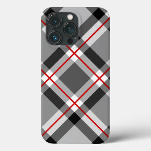 Case-Mate iPhone Case Mi-siècle Bias Plaid, noir, blanc, gris et rouge