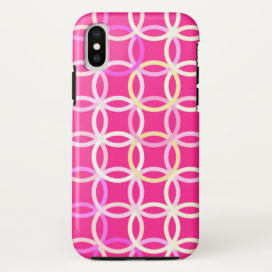 Coque Case-Mate iPhone Mi-siècle Cercles modernes, rose fuchsia et crème