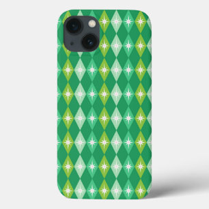 Case-Mate iPhone Case Mi-siècle Retro Diamants verts Noël