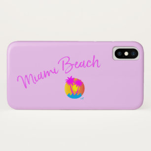 Case-Mate iPhone Case Miami-Beach-logo-soleil-palmiers-lavande rose