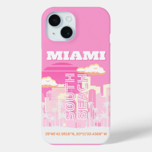Coque Case-Mate iPhone Miami Beach, Miami Travel Art, Preppy, rose