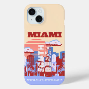 Coque Case-Mate iPhone Miami Beach, Miami Travel Art, Retro
