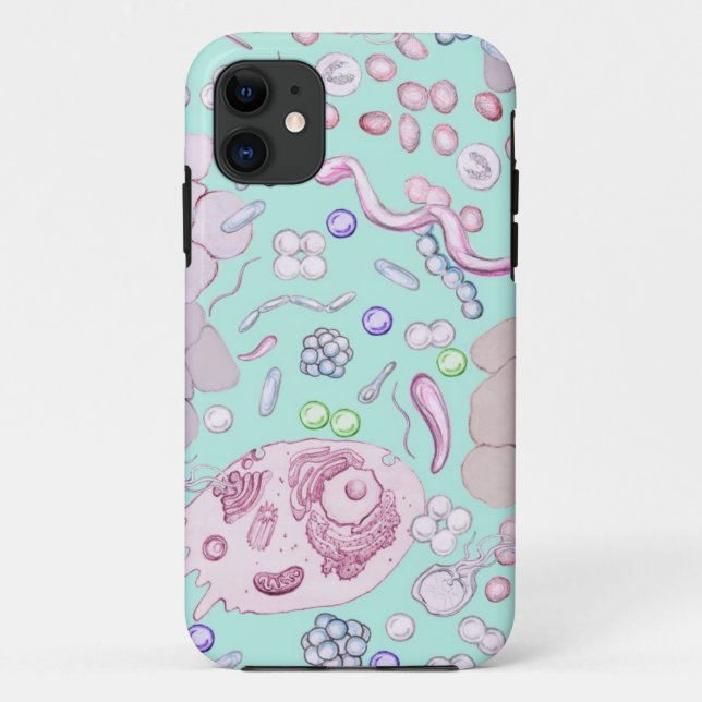 Coques Case-Mate iPhone Microbiologie dans le bleu (Dos)