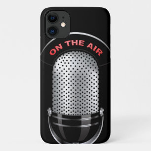 Case-Mate iPhone Case Microphone radio vintage à air noir argent rouge