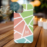 Coque Case-Mate iPhone Mid Century Modern Color Block pastels MCM<br><div class="desc">Un design tendance,  bleu et blanc avec un monogramme simple. Rose corail et vert pastel avec un design blanc aux lignes géométriques.</div>