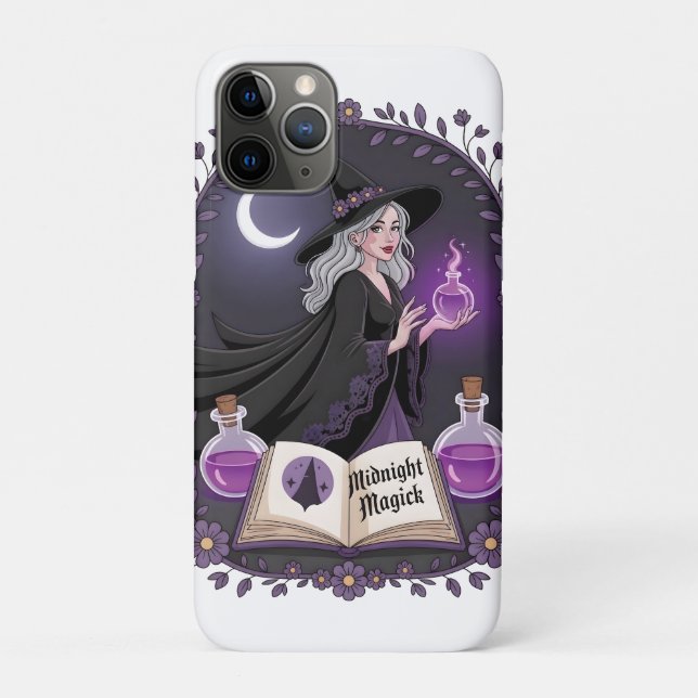 Coques Case-Mate iPhone Midnight Magick Illustration of a Young Witch (Dos)