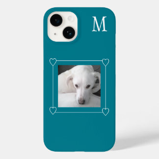 Coque Case-Mate iPhone Mignet Un Photo Chien Simple Initial Turquoise Ver