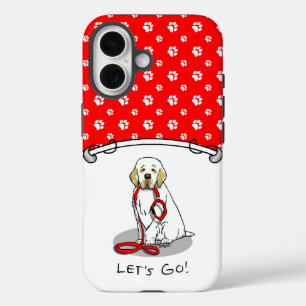 Coque Pour iPhone 16 Mignon Allons-y ! Promener le chien Clumber Spanie