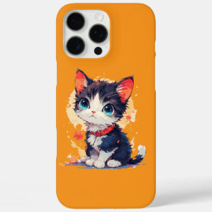 Coque iPhone 16 Pro Max Mignon Chat Kawaii pour Amoureux des Chats, iPhone