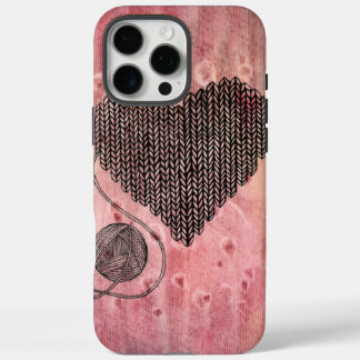 Coque iPhone 16 Pro Max Mignon cœur en fil à tricoter aquarelle iPhone 16