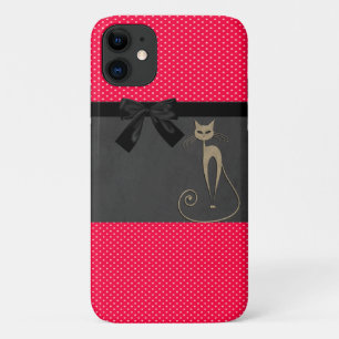 Case-Mate iPhone Case Mignon Élégant Points Rouge Ruban Noir Chat