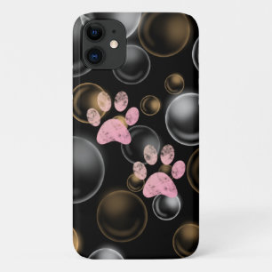 Case-Mate iPhone Case mignon empreinte de patte rose en bulles