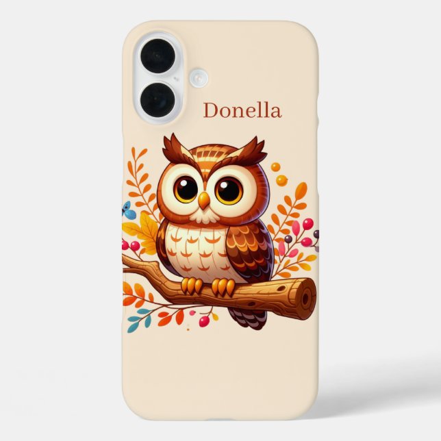 Coques Case-Mate iPhone Mignon hibou saisonnier ajouter un nom  (Verso)