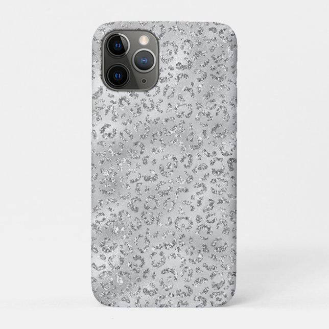 Coques Case-Mate iPhone Mignon imprimé de peau de guépard argenté léopard (Dos)