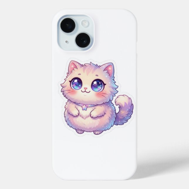 Coques Case-Mate iPhone Mignon Kawaii Doux Chat Chibi Étoile Pastel St (Verso)