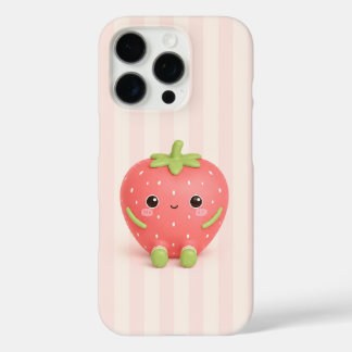 Coque iPhone 16 Pro Mignon Kawaii Housse de Téléphone avec Fraise sur
