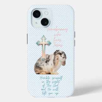 Coque Case-Mate iPhone Mignon lapin point bleu Bible croix pastel
