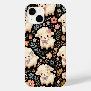 Coque Case-Mate iPhone Mignon motif chibi agneau floral Cottagecore
