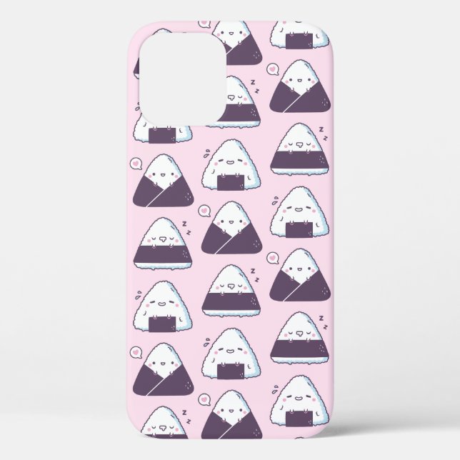 Coques Case-Mate iPhone Mignon motif de nourriture japonaise Onigiri rose (Verso)