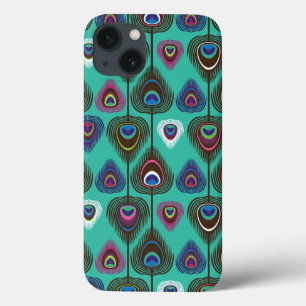 iPhone 13 Case mignon motif en plumes de paon