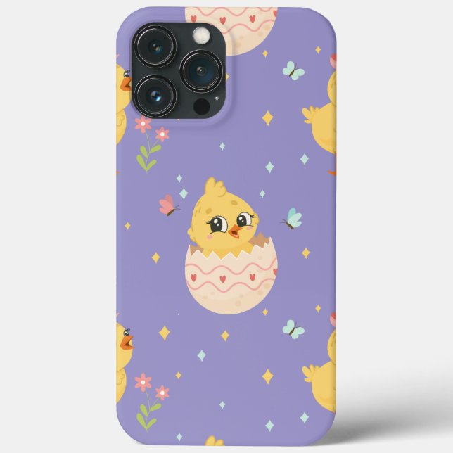 Coques Case-Mate iPhone Mignon poussin de Pâques avec motif transparent à  (Verso)