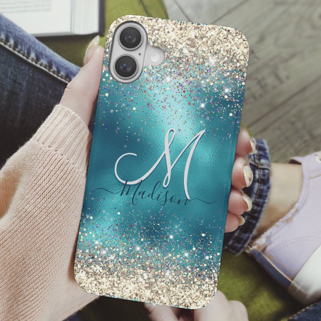 Coques Case-Mate iPhone Mignonette or turquoise faux parties scintillant C (Créateur téléchargé)